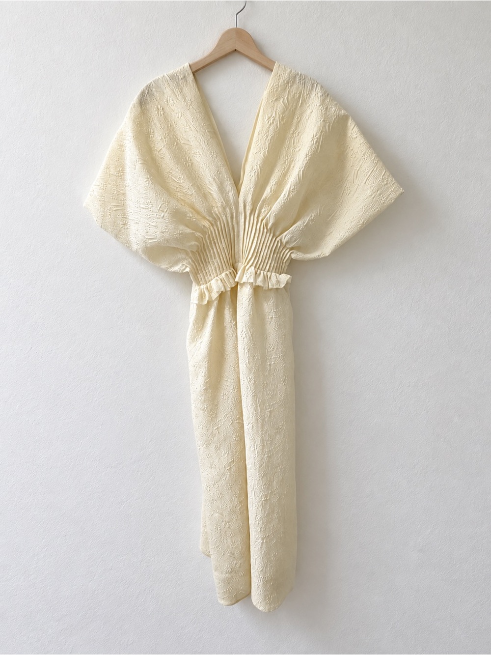 Sea New York Cream Textured V‑Neck Maxi Dress